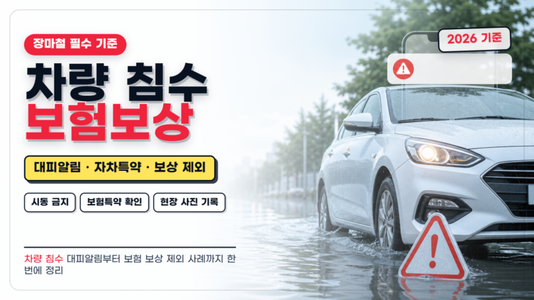 차량 침수 보험보상 장마철 대피알림 자차보험 기준 썸네일