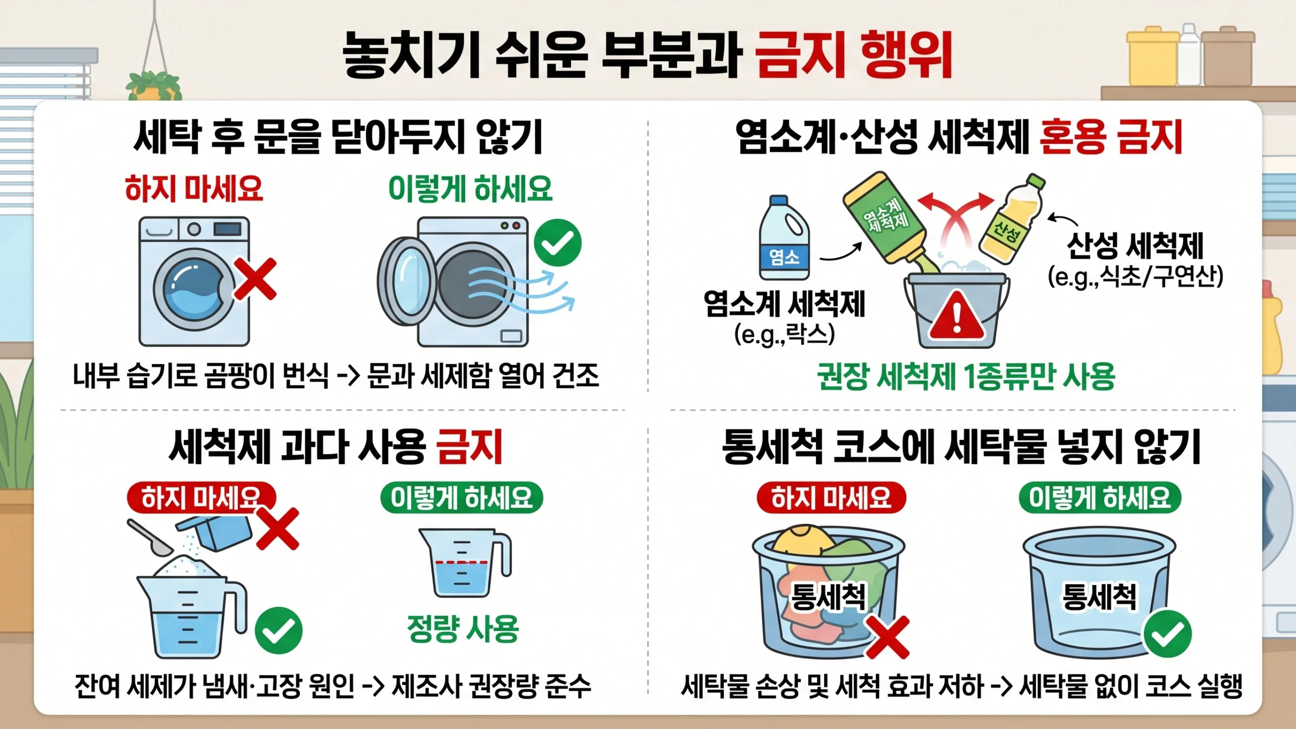 세탁기 냄새 제거법 주의사항 인포그래픽
