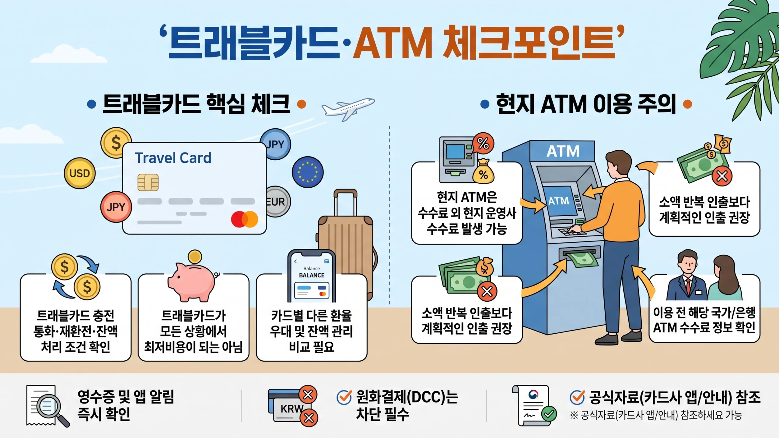 해외여행 카드 수수료 절약법 트래블카드·ATM 주의점 비교 인포그래픽