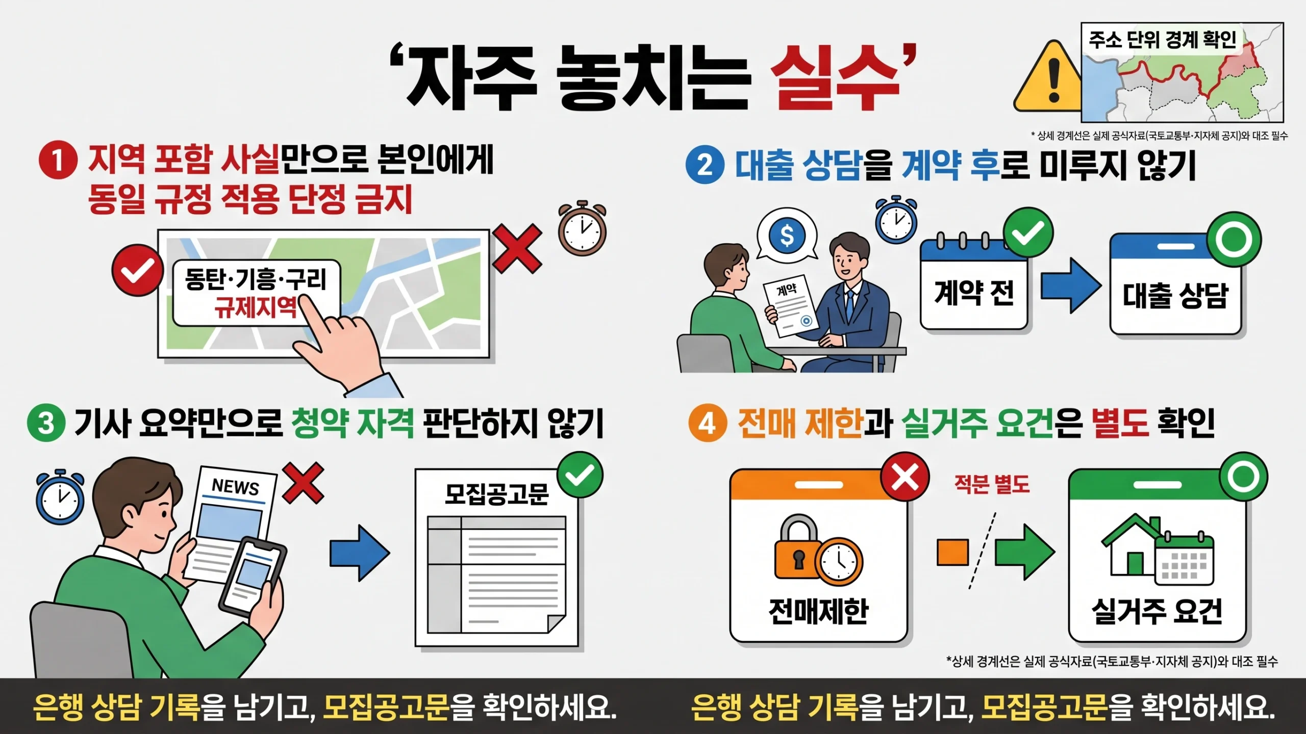 동탄·기흥·구리 규제지역 주의사항 및 자주 하는 실수 인포그래픽