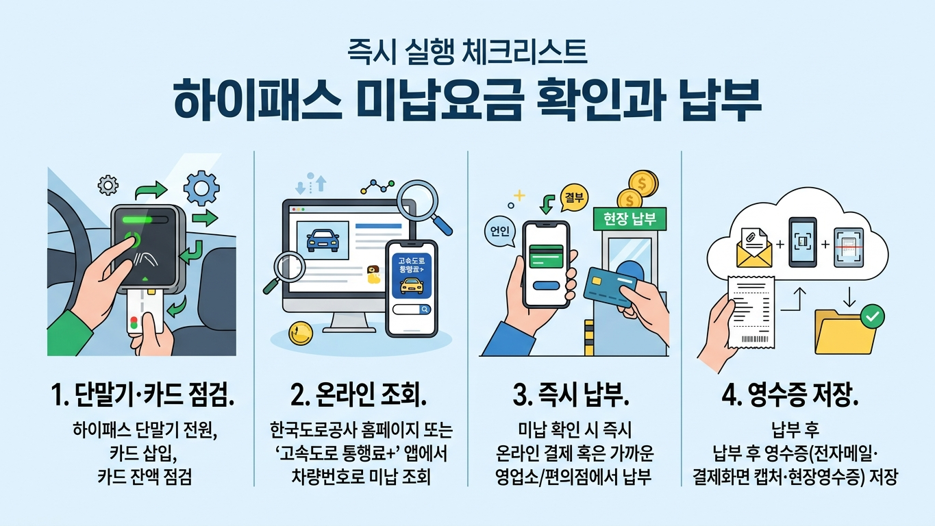 하이패스 미납요금 checklist 인포그래픽