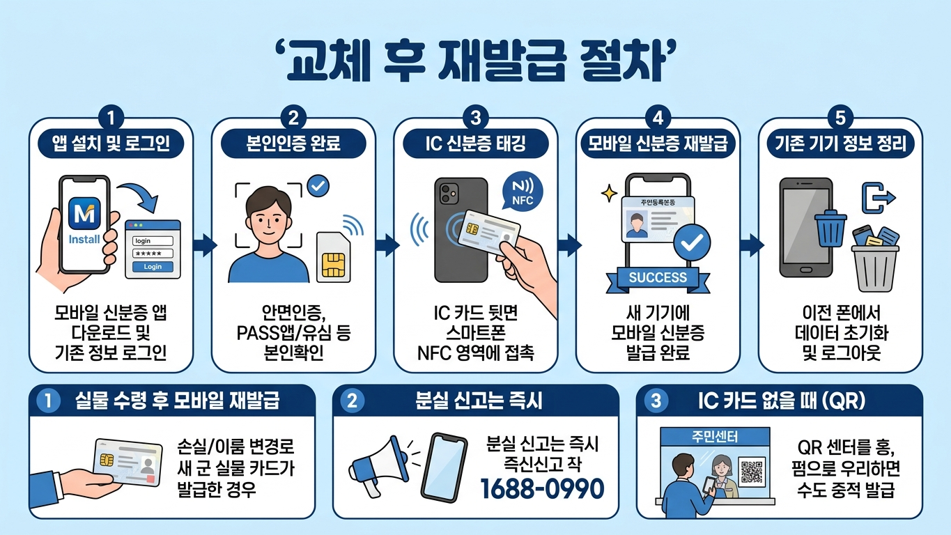 모바일 신분증 기기 변경 process 인포그래픽