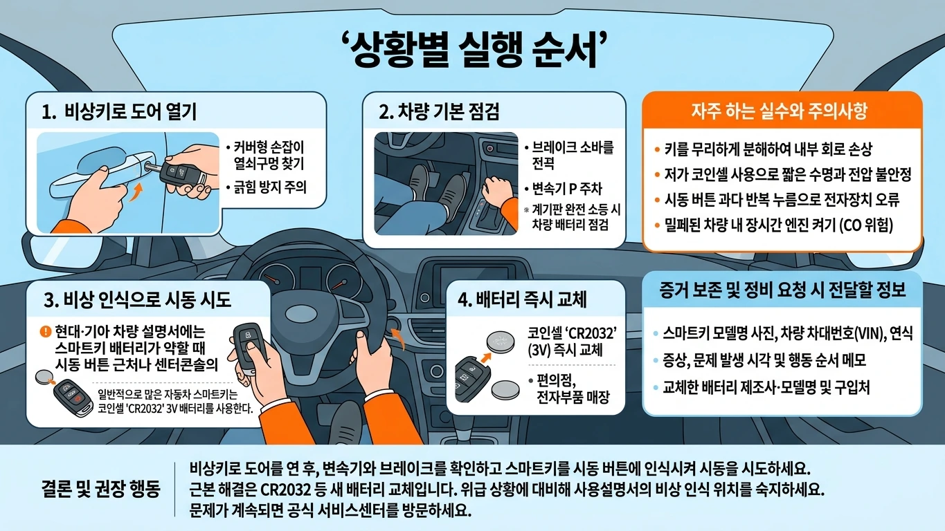 차 키 배터리 방전 process 인포그래픽