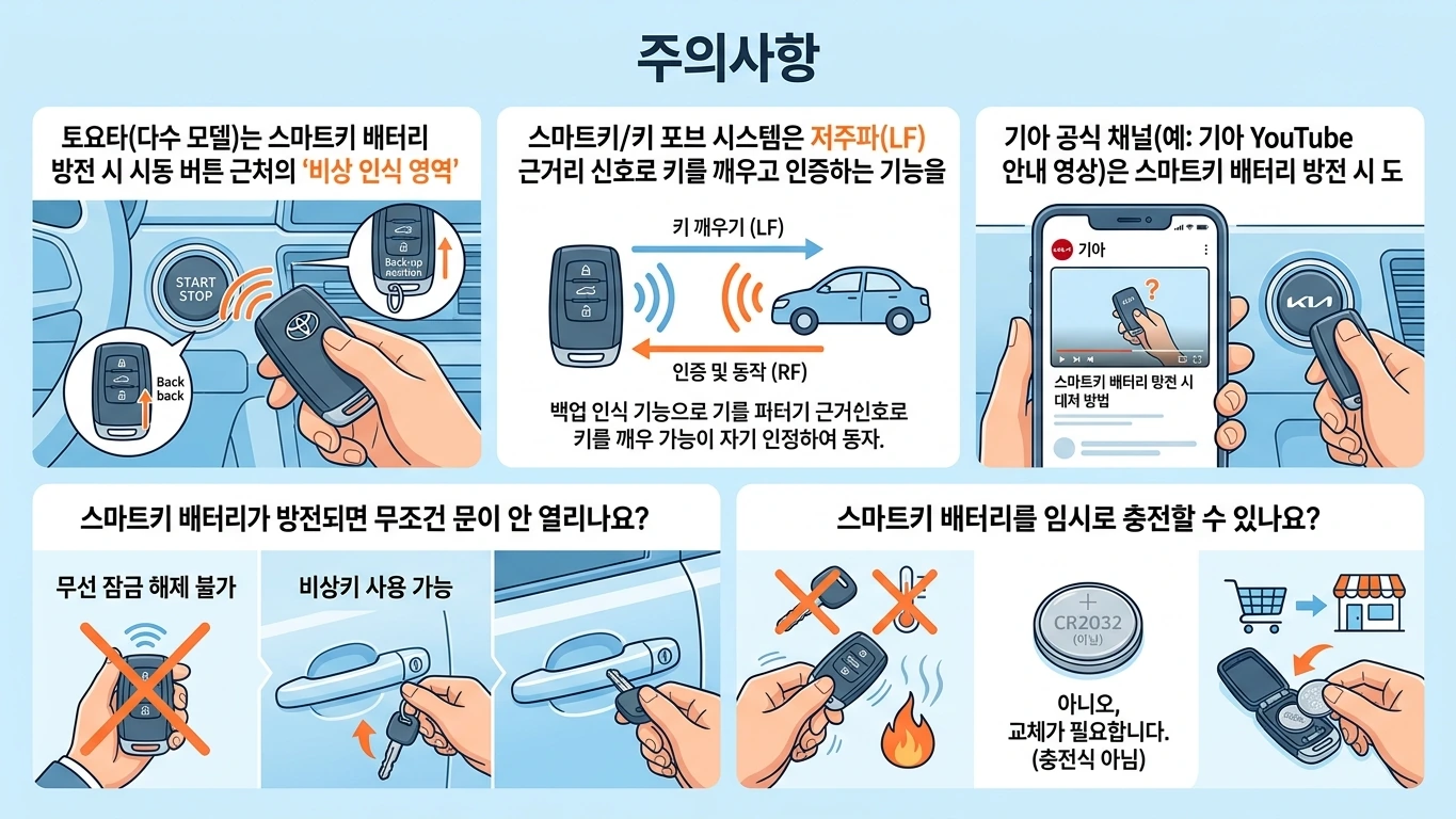 차 키 배터리 방전 warning 인포그래픽