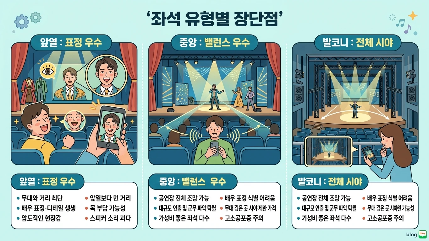 공연 좌석 시야 comparison 인포그래픽