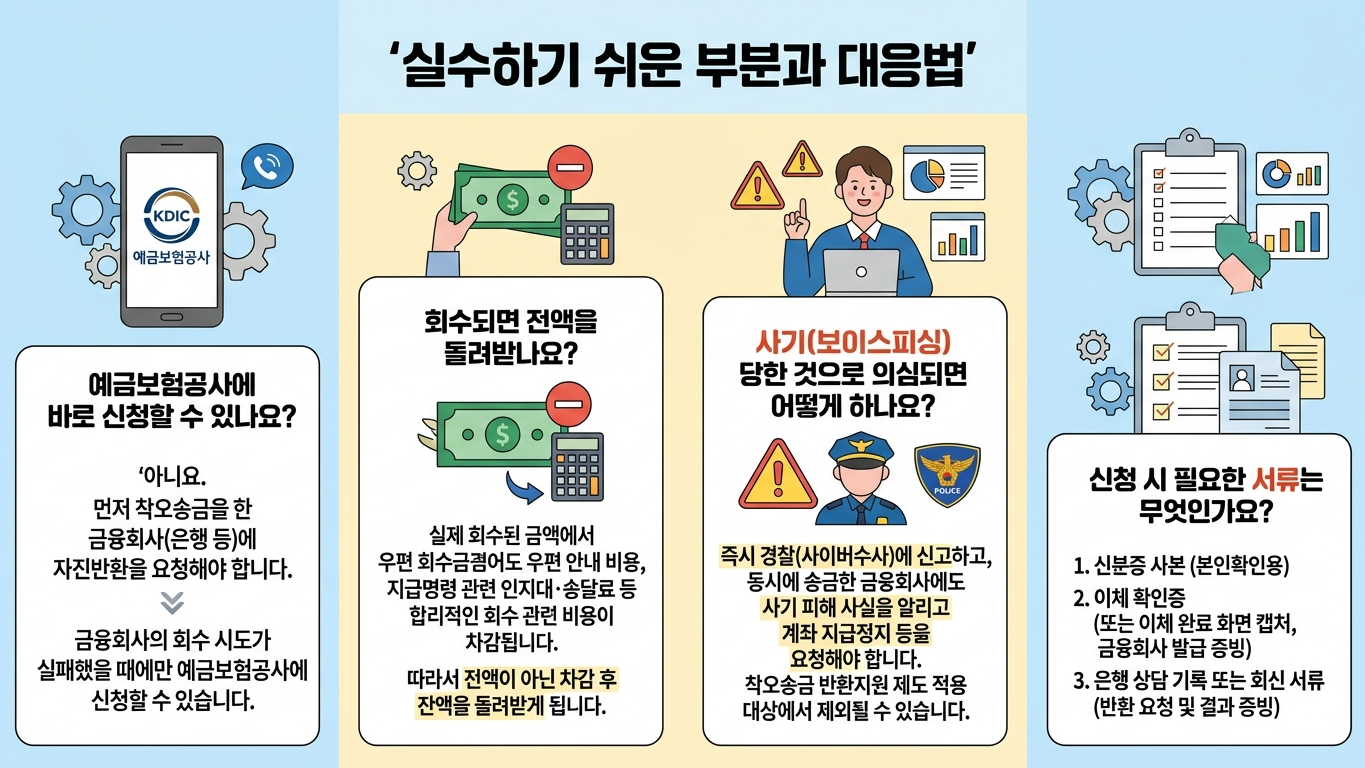 착오송금 반환지원 주의사항 인포그래픽