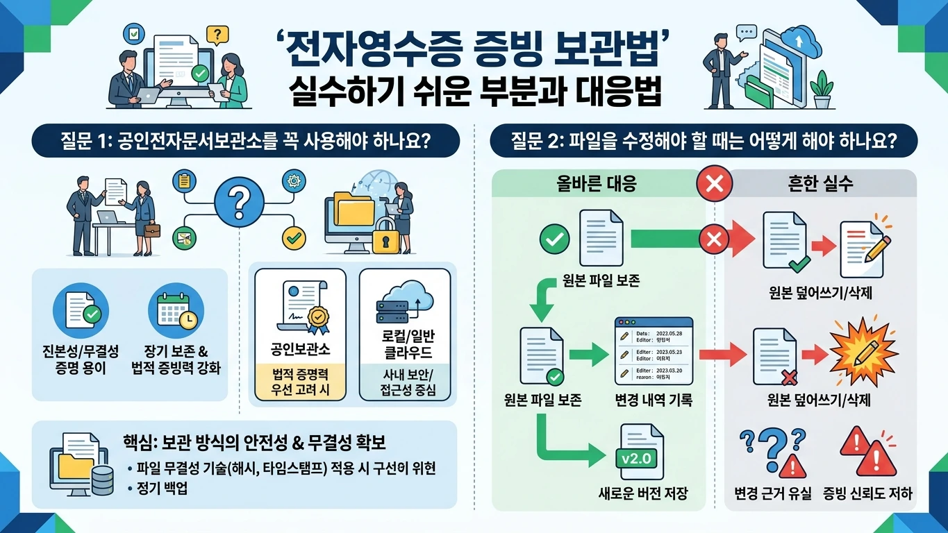 전자영수증 보관 주의사항 인포그래픽
