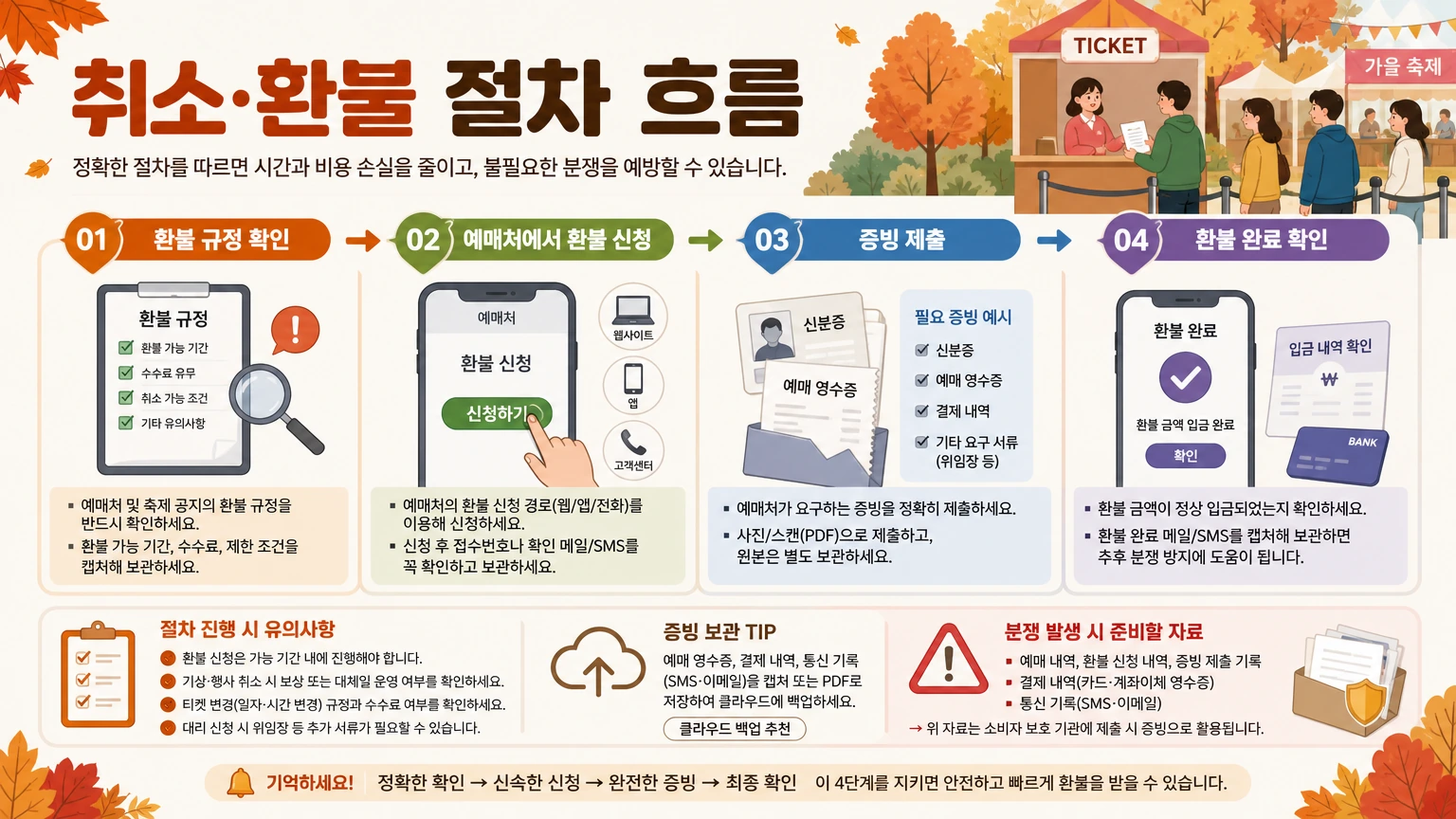 가을 축제 예매 팁 process 인포그래픽