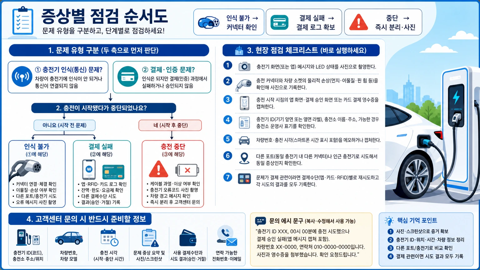 충전 오류 점검 process 인포그래픽