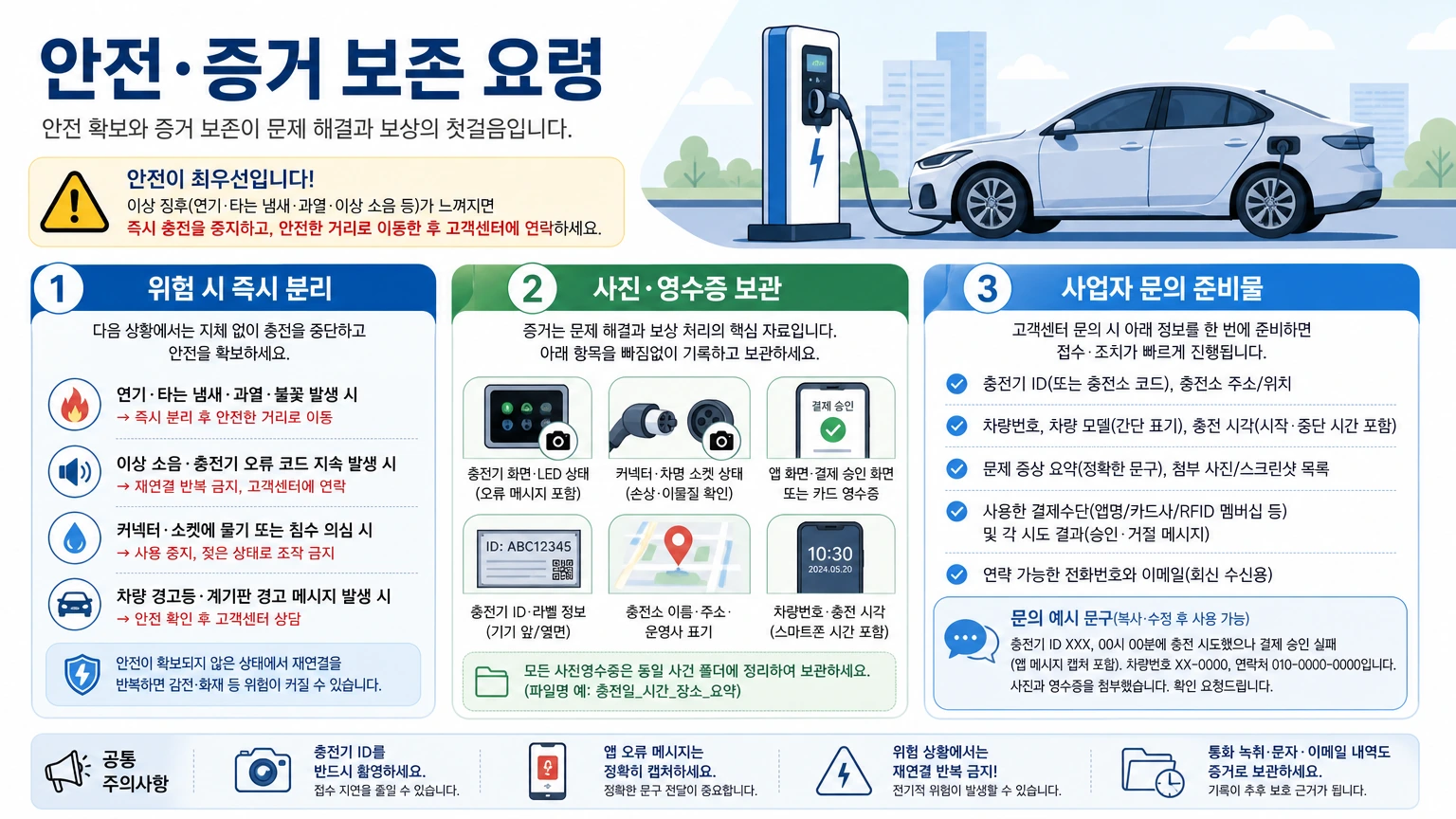 충전 오류 점검 warning 인포그래픽